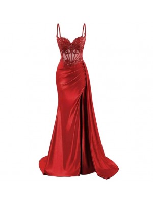 Vestito Donna Maxi Diciottesimo Festa Occasione Speciale Party Dress Rosso Acceso 110551